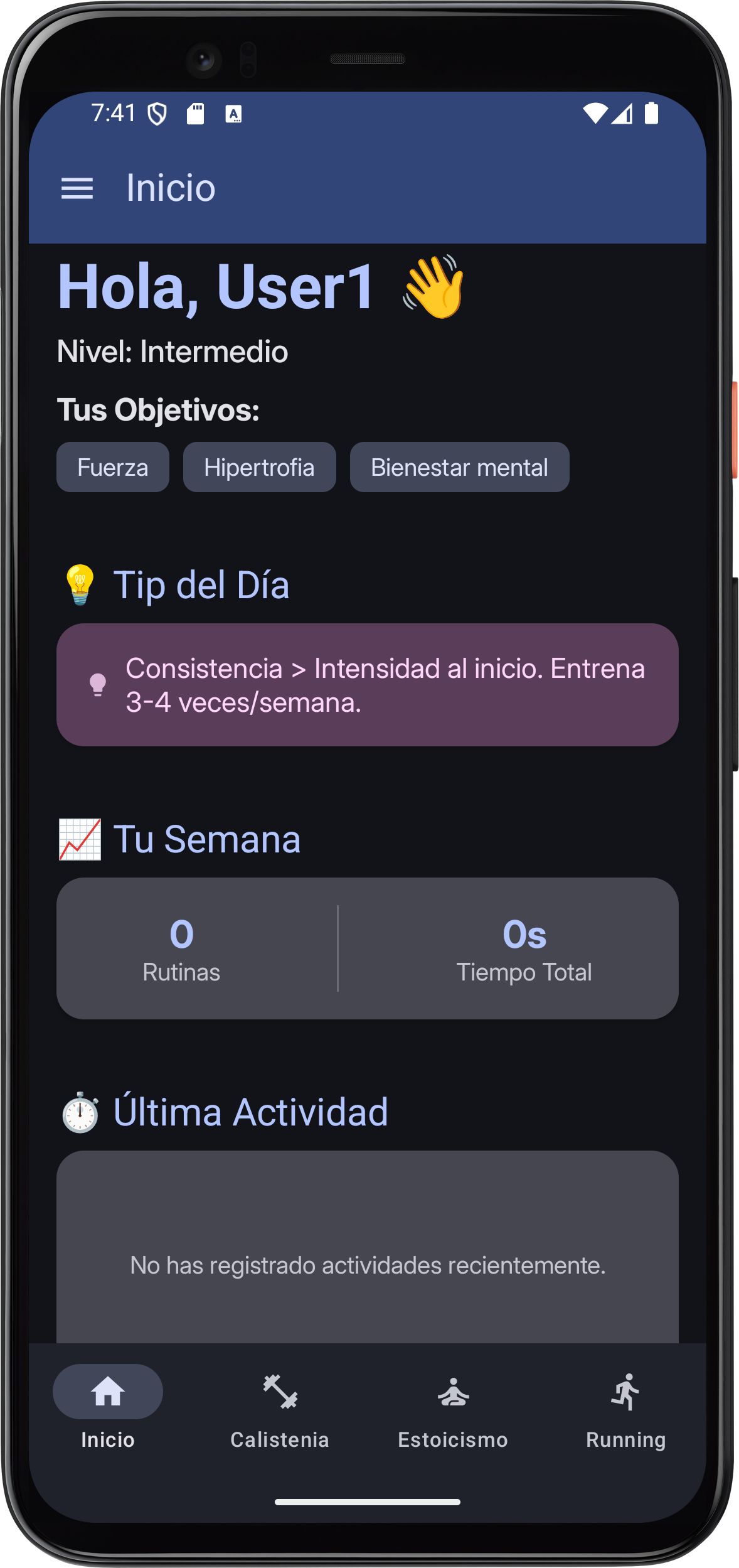 Pantalla inicio